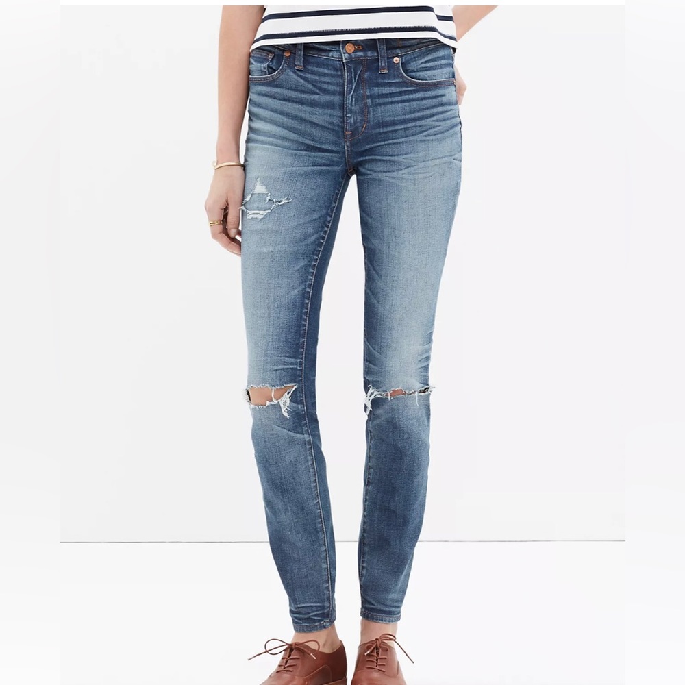 MADEWELL 9" High-Rise Skinny Skinny Jeans: Torn-Knee Edition Size 29